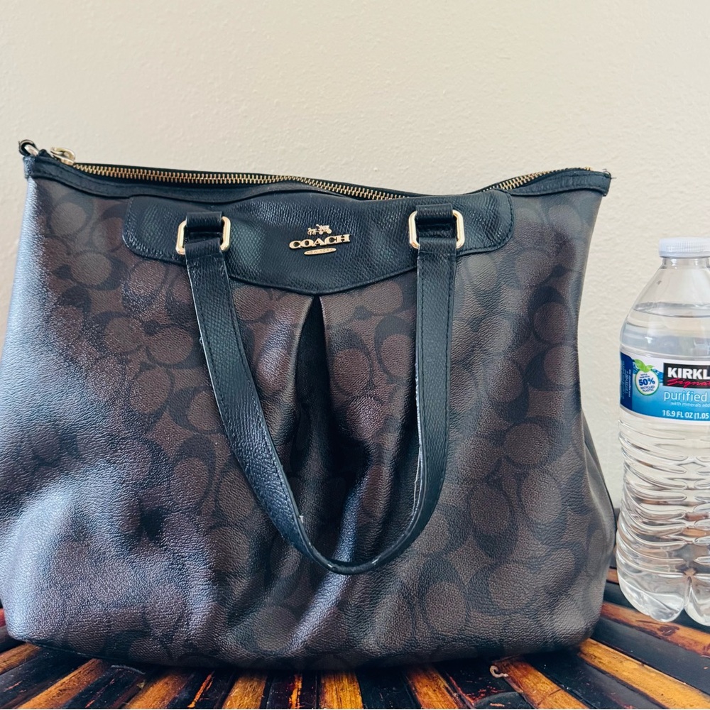 Coach Dark Brown and Black Tote